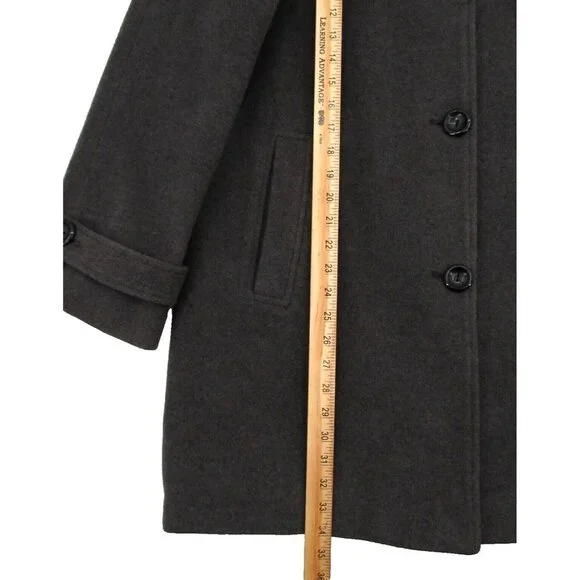 Vintage Jones New York Overcoat Womens Sz 12 Charcoal Gray Wool Lined Button Up - Picture 11 of 16